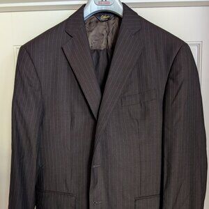 NWOT Giliberto Bespoke Handmade Brown Pinstripe Wool Full Canvas Suit US42R